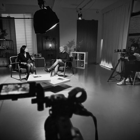 Interview with 3 cameras set up in the studio