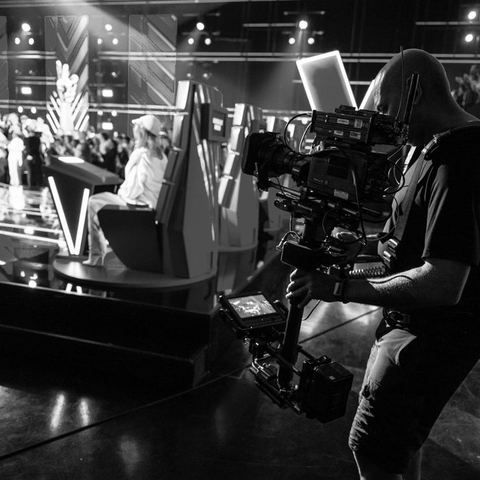 Steadicam operator on The Voice Belgique set