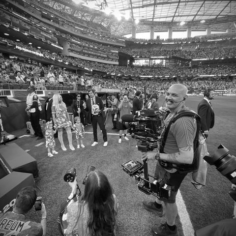 Steadicam operator filming at the FIFA World Cup 2026