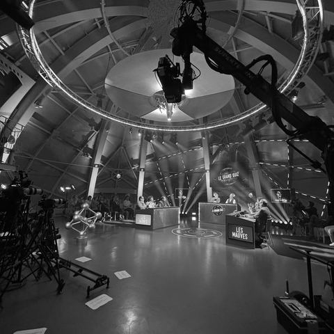 TV quiz show set inside the Atomium, Brussels